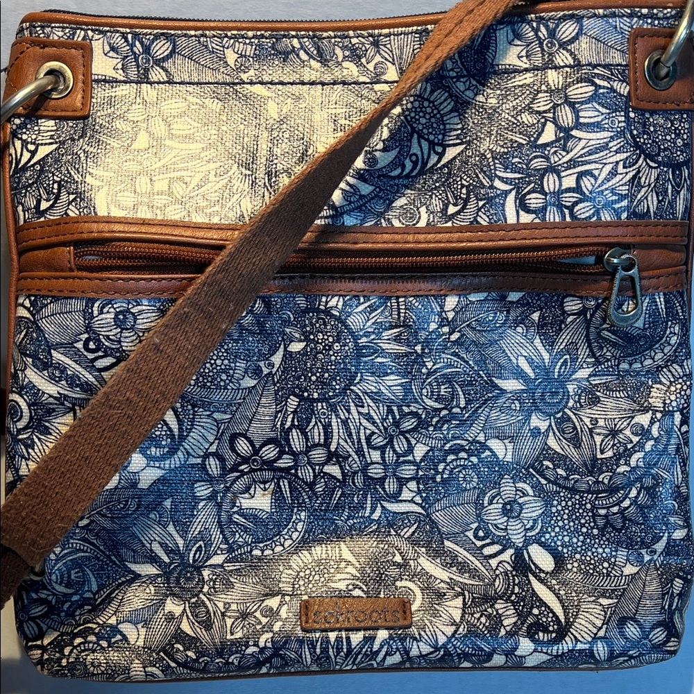 Sakroots Desigual Blue and Brown Floral Shoulder Bag